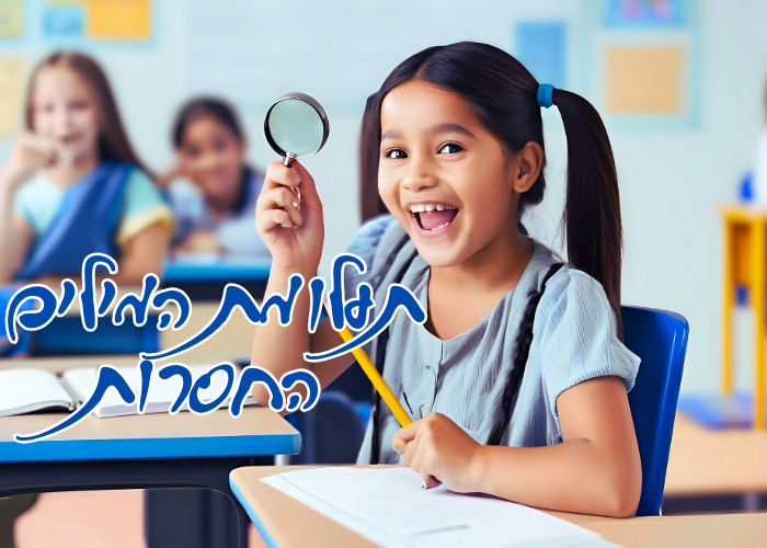 פעילות קלוז בעברית בכיתה – תלמידה משלימה מילים חסרות בדף עבודה, לתרגול הבנת הנקרא והפעלת חשיבה. מתאים להוראת שפה בכיתות יסוד.