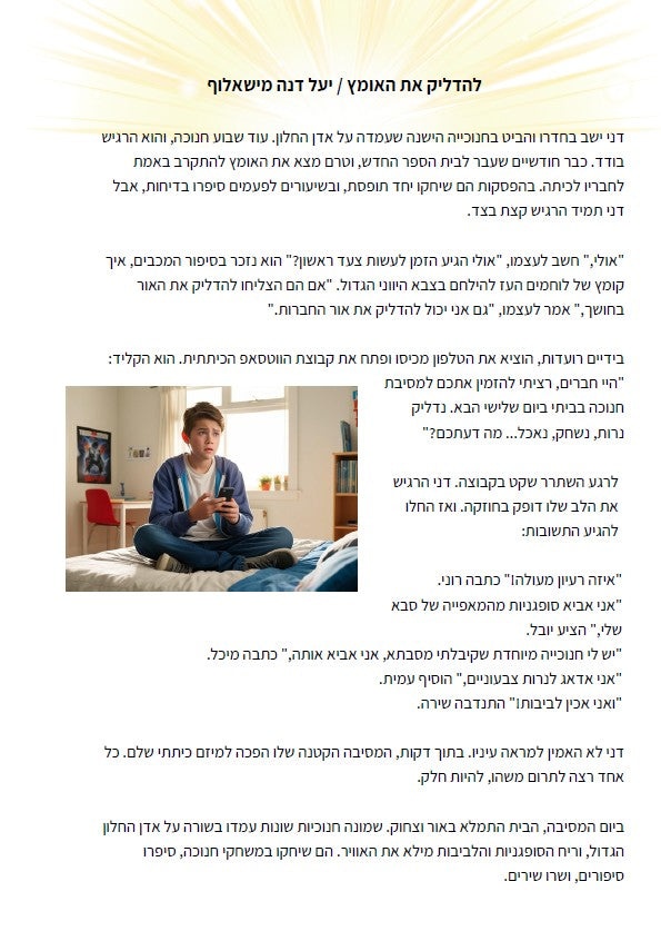 "להדליק את האומץ" סיפור לחנוכה + משימות