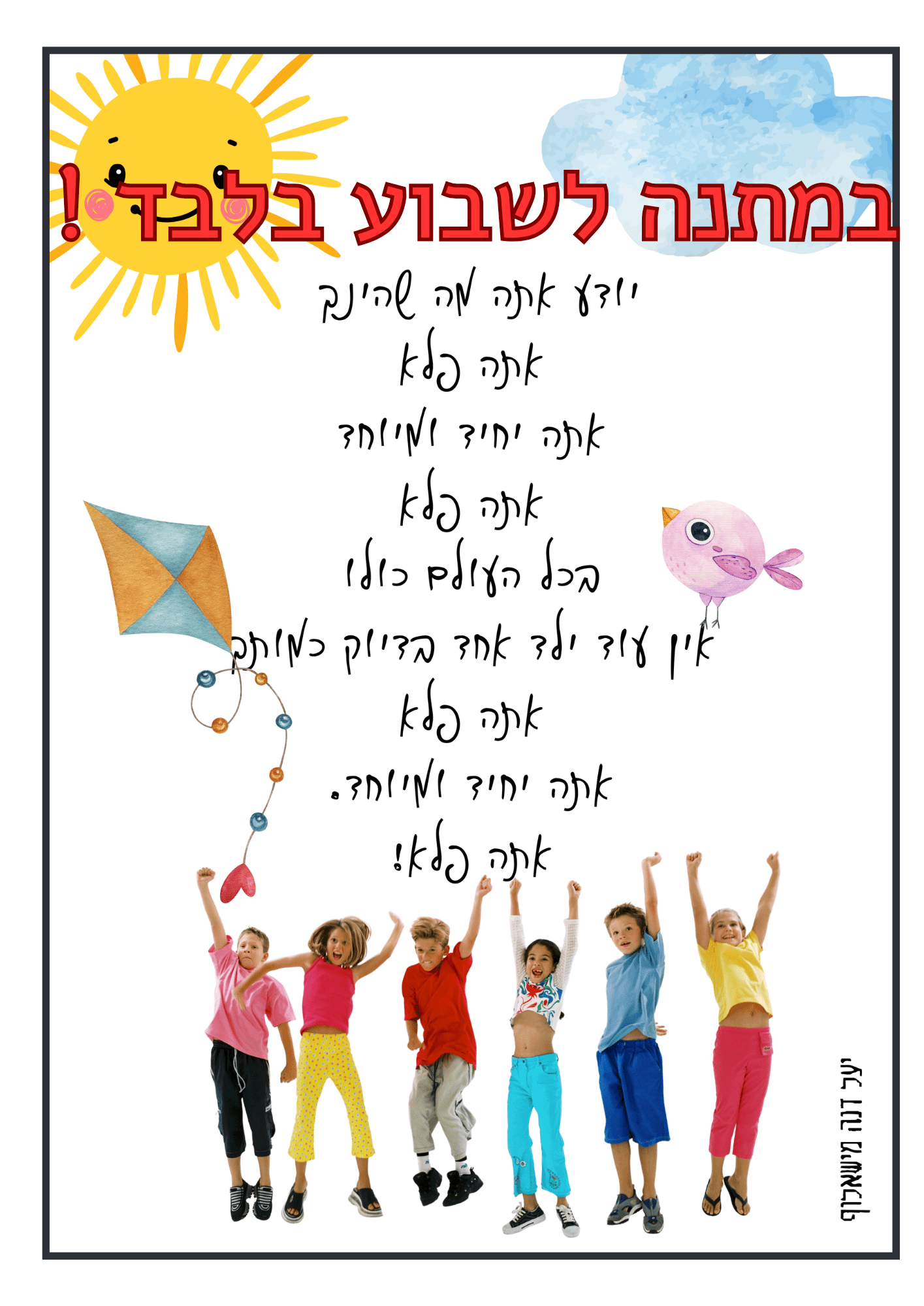 כרזה "אתה פלא" - הוראה בהתאמה אישית