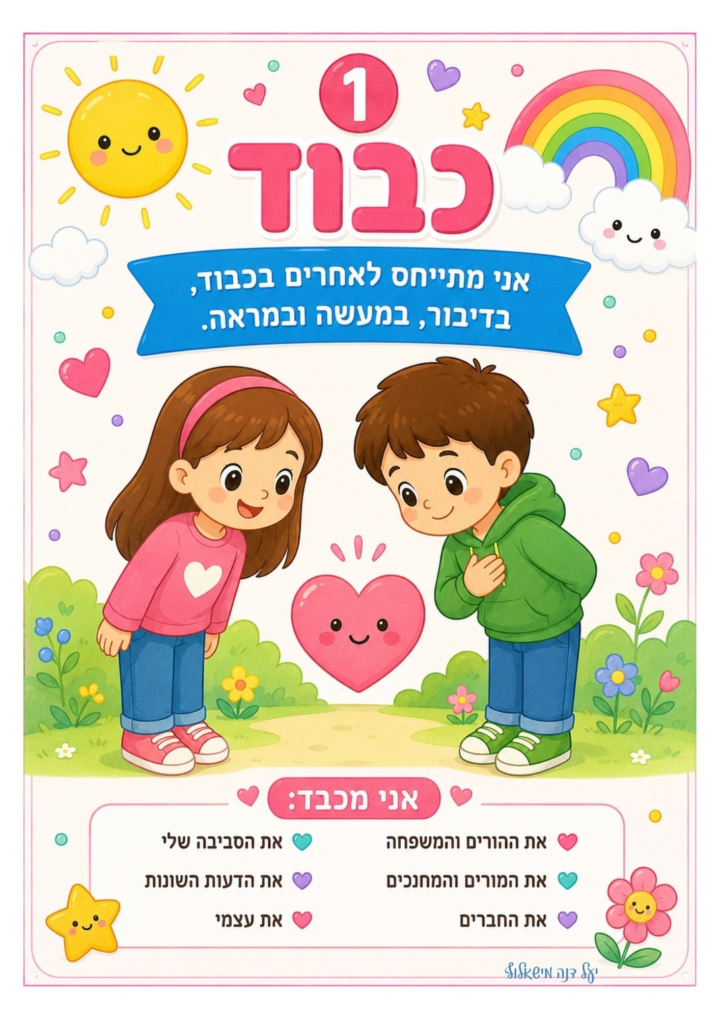 "הערכים שלנו" קיר כיתה - הוראה בהתאמה אישית