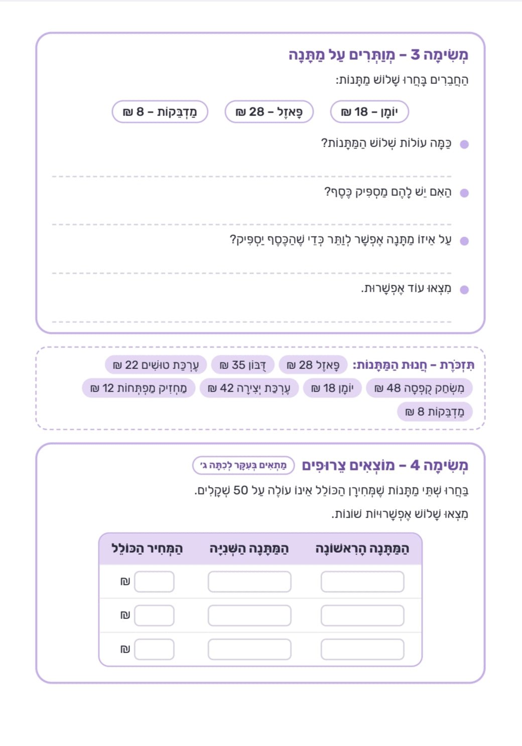מתמטיקה של החיים – חוגגים יום הולדת | חוברת מתמטיקה לכיתות ב׳–ג׳ - הוראה בהתאמה אישית